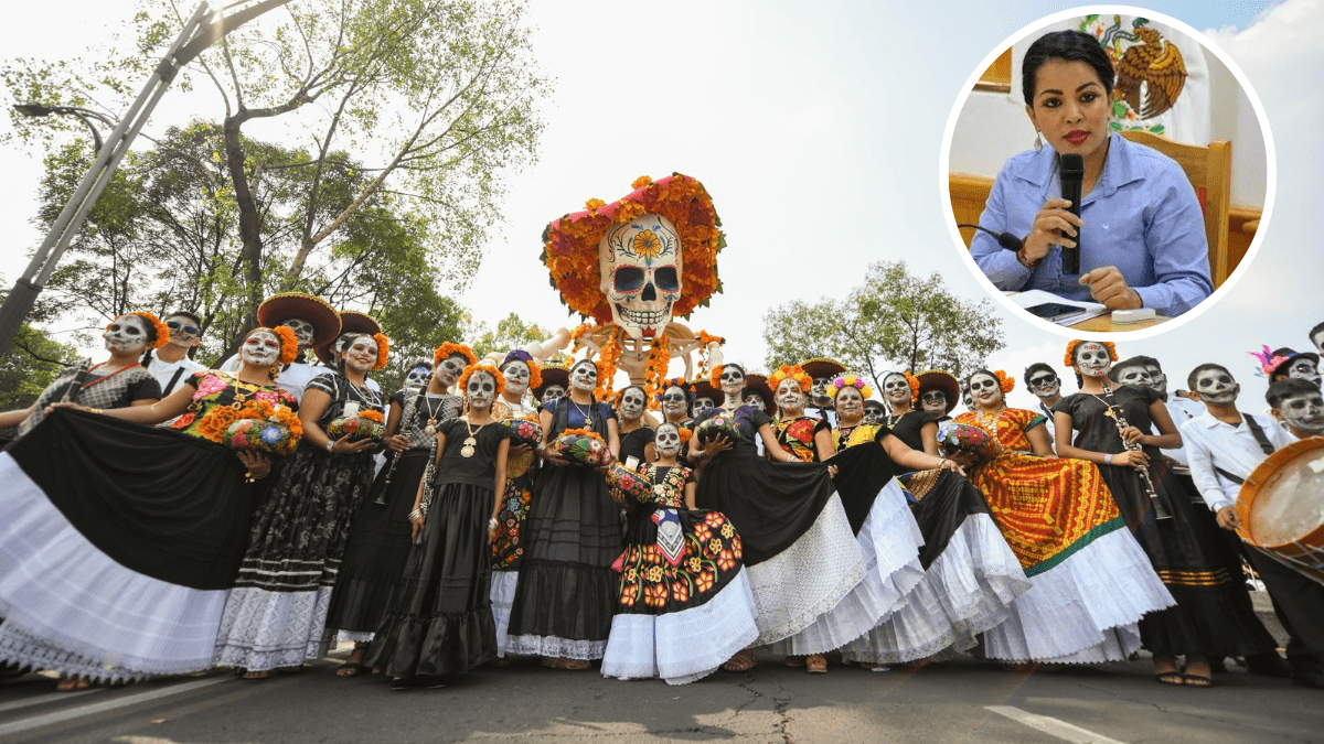 Delegación de Oaxaca en el Desfile de Día de Muertos de la CDMX.